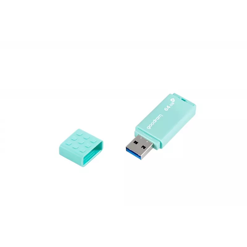 USB atmintukas GOODRAM 64 GB USB Type-A 3.2 Gen 1 UME3, turkio spalvos, skaitymo greitis 60 MB/s, rašymo greitis 20 MB/s