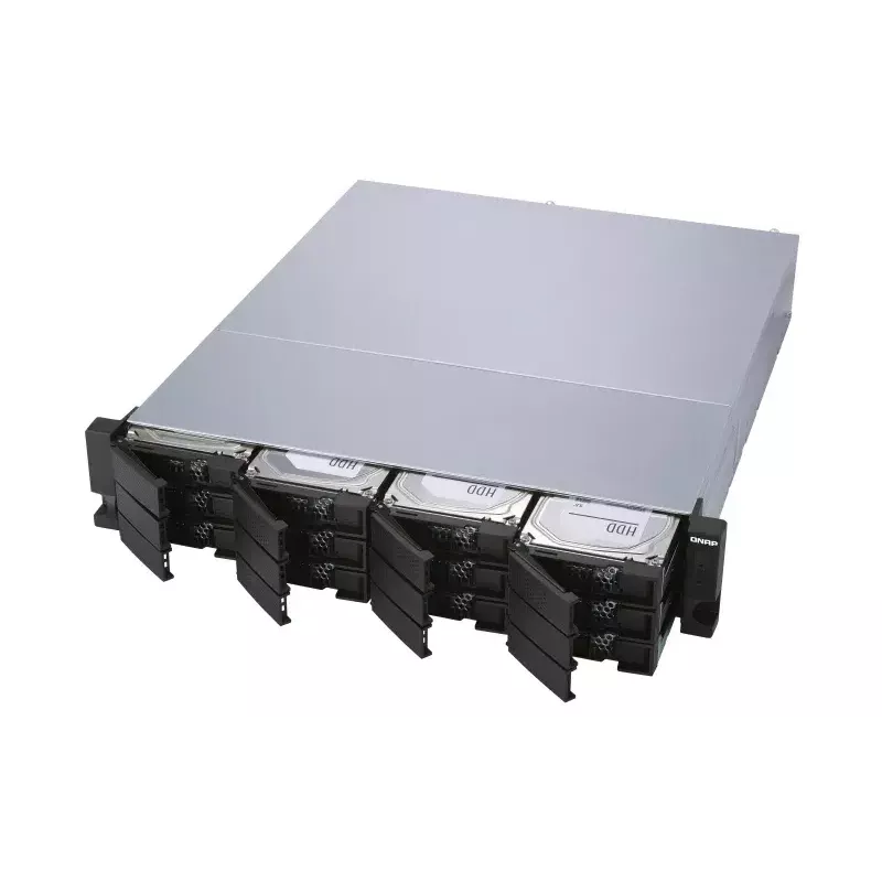 QNAP TL-R1200S-RP diskų talpyklos korpusas HDD/SSD korpusas Juoda, Pilka 2.5/3.5 colio