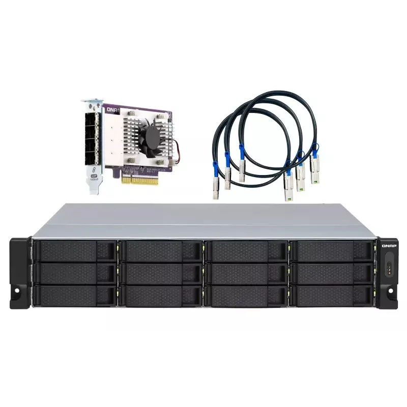 QNAP TL-R1200S-RP diskų talpyklos korpusas HDD/SSD korpusas Juoda, Pilka 2.5/3.5 colio
