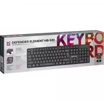Laidinė USB klaviatūra DEFENDER HB-520 — kompaktiškas išdėstymas, USB jungtis