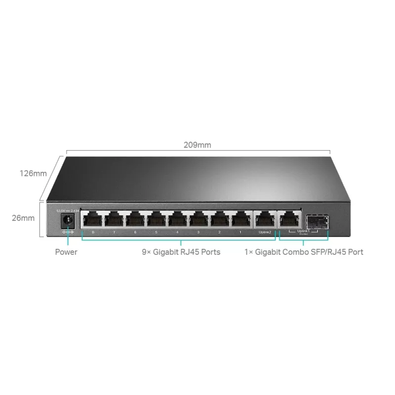 Valdomas jungiklis TP-Link TL-SG1210MPE 10 prievadų Gigabit su 8 prievadais PoE+
