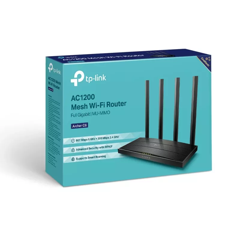 TP-Link Archer C6 belaidis maršrutizatorius Fast Ethernet Dviejų juostų (2,4 GHz / 5 GHz) Baltas