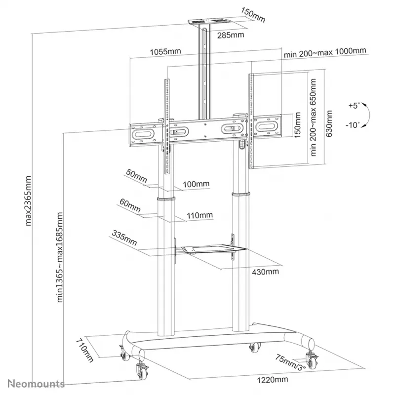 Neomounts PLASMA-M1950E TV stovas 60–100 colių