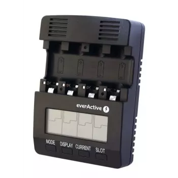 Baterijų įkroviklis everActive NC-3000 — universalus AA/AAA/C/D (4 celių) įkroviklis, juodas, 100–240 V