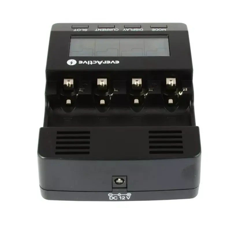 Baterijų įkroviklis everActive NC-3000 — universalus AA/AAA/C/D (4 celių) įkroviklis, juodas, 100–240 V