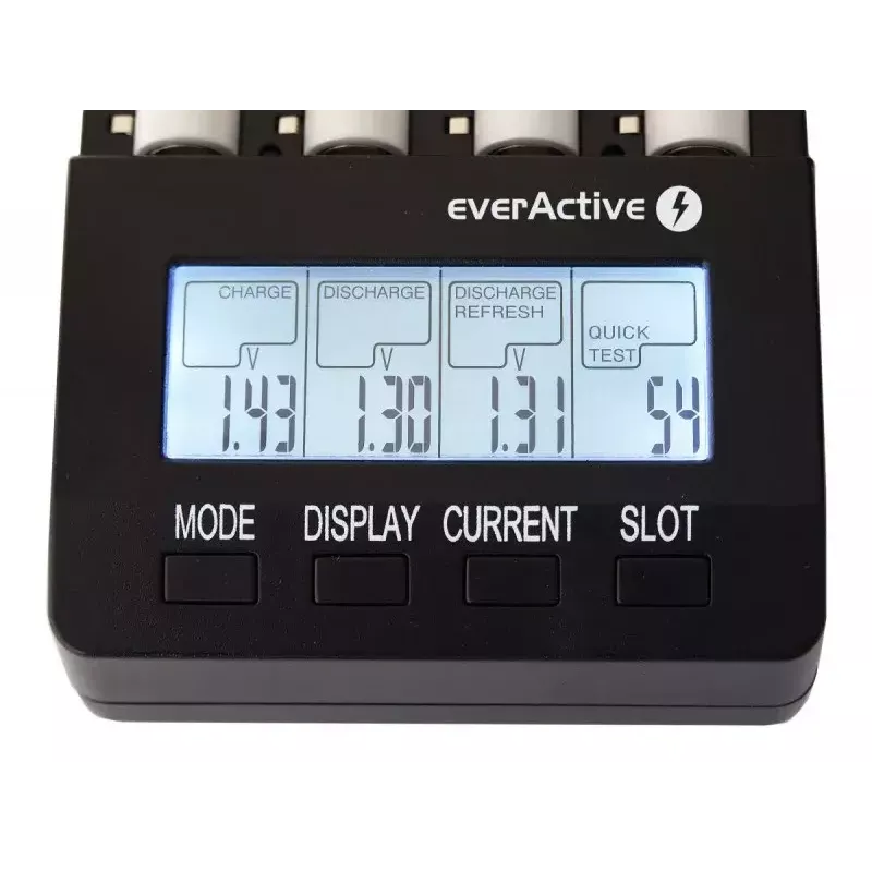Baterijų įkroviklis everActive NC-3000 — universalus AA/AAA/C/D (4 celių) įkroviklis, juodas, 100–240 V