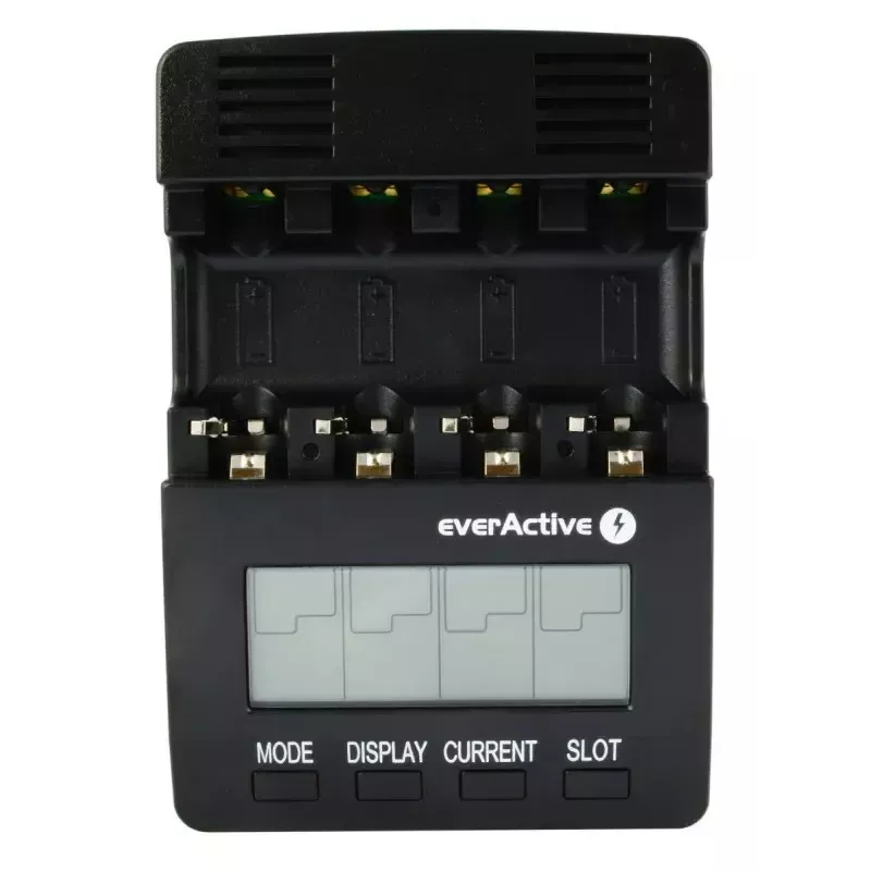 Baterijų įkroviklis everActive NC-3000 — universalus AA/AAA/C/D (4 celių) įkroviklis, juodas, 100–240 V