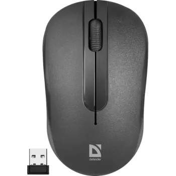 Belaidė optinė pelė DEFENDER HIT MM-495 RF, ambidekstrinė, 1600 DPI, USB RF imtuvas, juoda