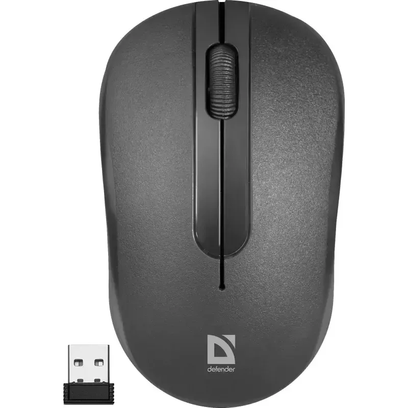 Belaidė optinė pelė DEFENDER HIT MM-495 RF, ambidekstrinė, 1600 DPI, USB RF imtuvas, juoda