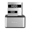 Docking stotelė QOLTEC 5316, skirta 2x 2,5/3,5 colio HDD/SSD, SATA, USB 3.0 (5 Gb/s), aliuminio korpusas