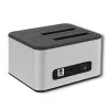 Docking stotelė QOLTEC 5316, skirta 2x 2,5/3,5 colio HDD/SSD, SATA, USB 3.0 (5 Gb/s), aliuminio korpusas