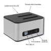 Docking stotelė QOLTEC 5316, skirta 2x 2,5/3,5 colio HDD/SSD, SATA, USB 3.0 (5 Gb/s), aliuminio korpusas
