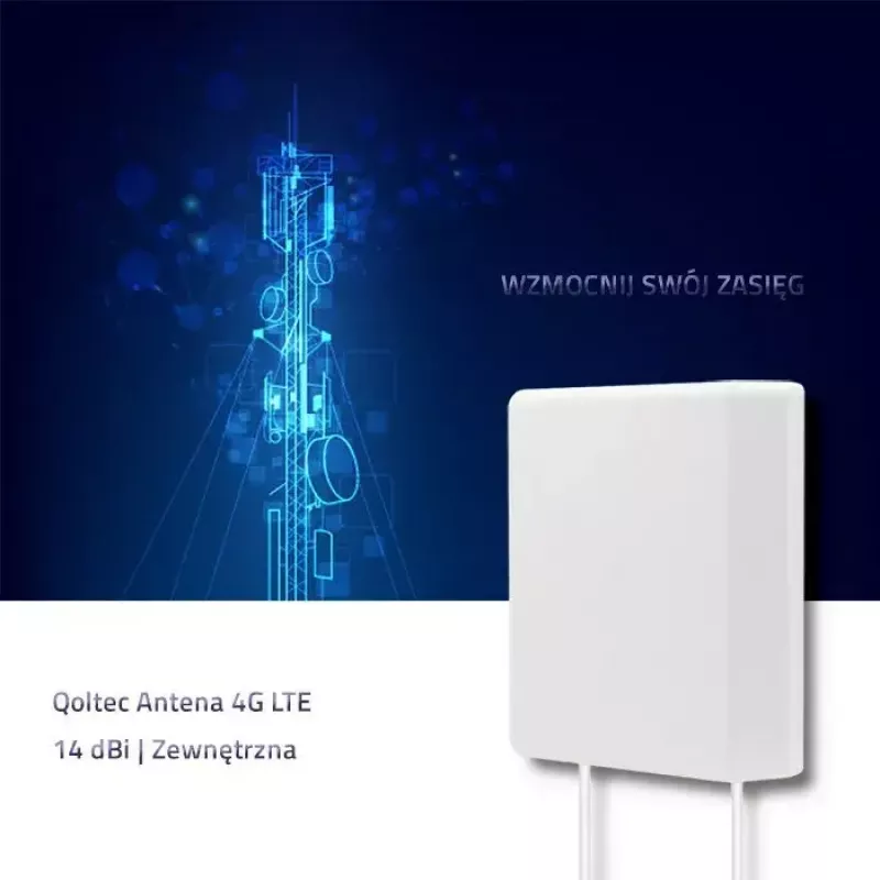 Lauko 4G LTE antena QOLTEC 57020 14 dBi — kryptinė išorinė antena mobiliajam plačiajuosčiam ryšiui
