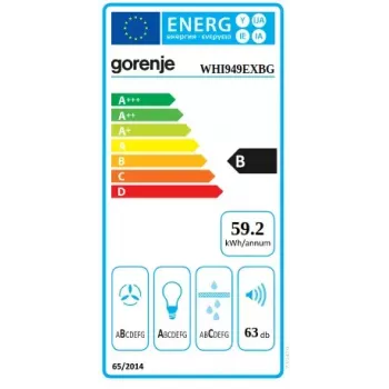 Gartraukis Gorenje WHI949EXBG, montuojamas ant sienos, sidabrinis, nerūdijantis plienas, 608 m³/h