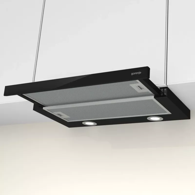 Gorenje TH62E4BG pusiau įmontuojamas (ištraukiamas) juodas 450 m³/h