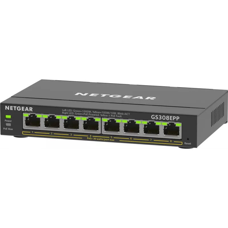 NETGEAR 8 prievadų Gigabit Ethernet PoE+ jungiklis (GS308EPP)