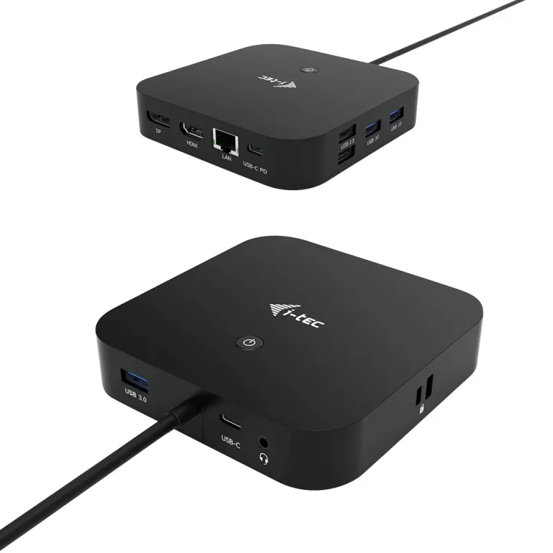 i-tec USB-C HDMI DP dokų stotelė su 100 W galios tiekimu
