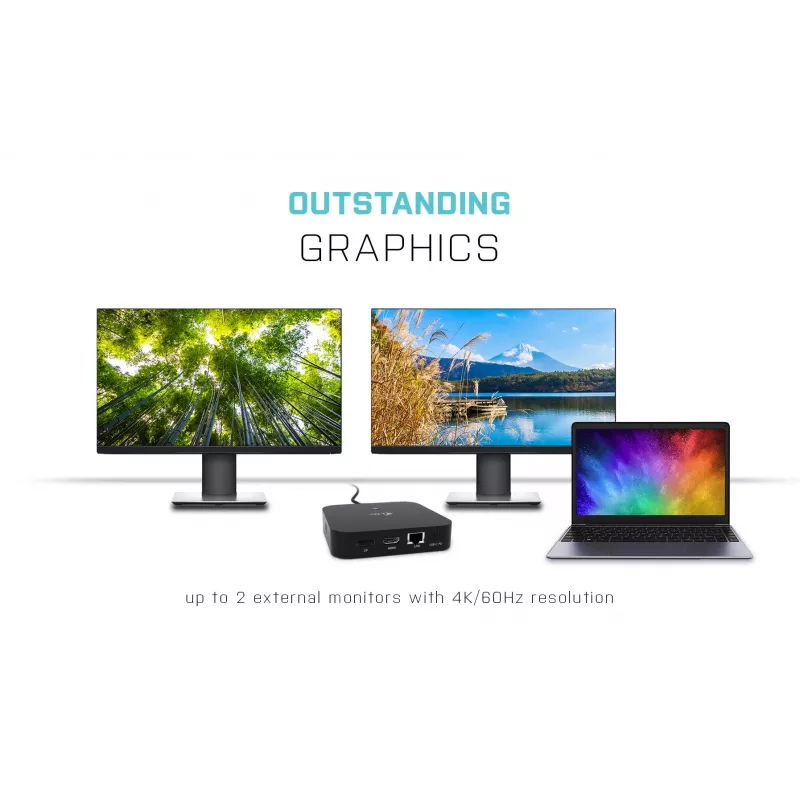 i-tec USB-C HDMI DP dokų stotelė su 100 W galios tiekimu