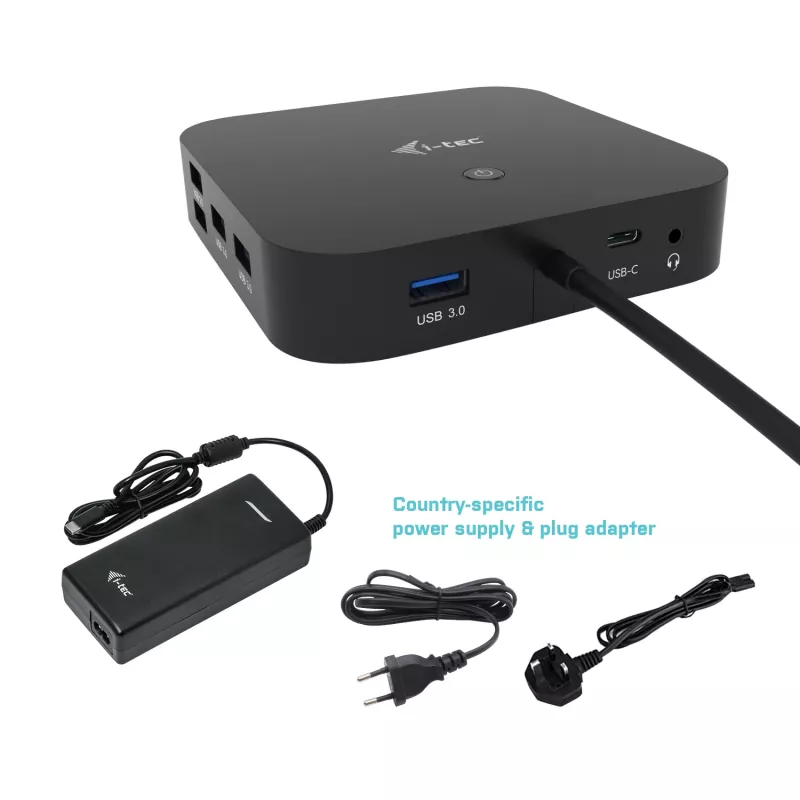 i-tec USB-C HDMI DP Docking Station su Power Delivery 100 W ir Universal Charger 100 W