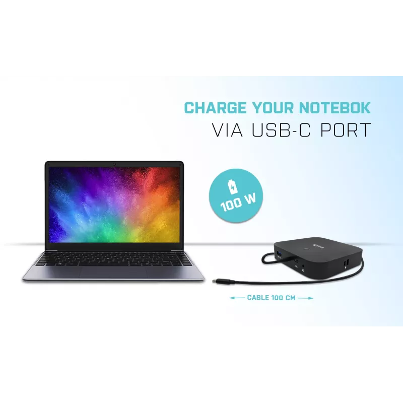 i-tec USB-C HDMI DP Docking Station su Power Delivery 100 W ir Universal Charger 100 W