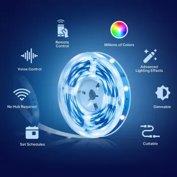 TP-Link Tapo Smart Wi-Fi šviesos juosta, universali juostinė šviesa, apšvietimo nuotaika, vidaus / lauko, lipni juosta, daugiaspalvė, kintama
