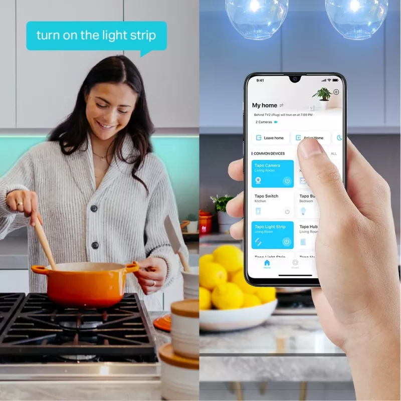 TP-Link Tapo Smart Wi-Fi šviesos juosta, universali juostinė šviesa, apšvietimo nuotaika, vidaus / lauko, lipni juosta, daugiaspalvė, kintama