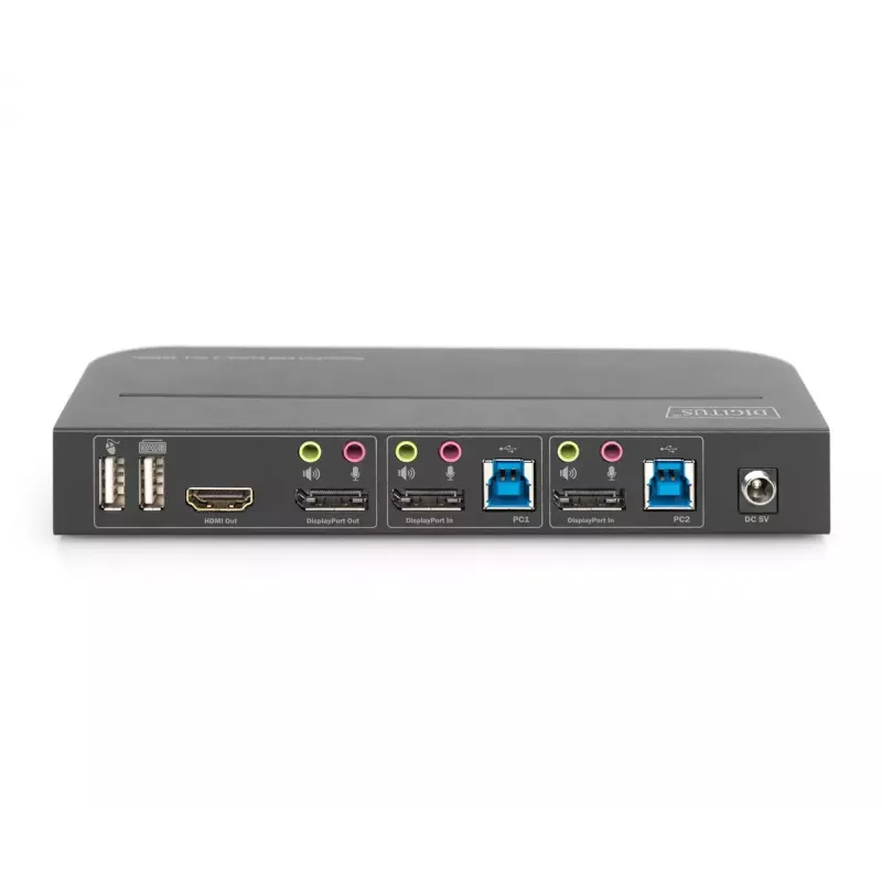 DIGITUS KVM jungiklis, 2x1 DP, DP/HDMI išėjimas, USB 4Kx2K@60Hz