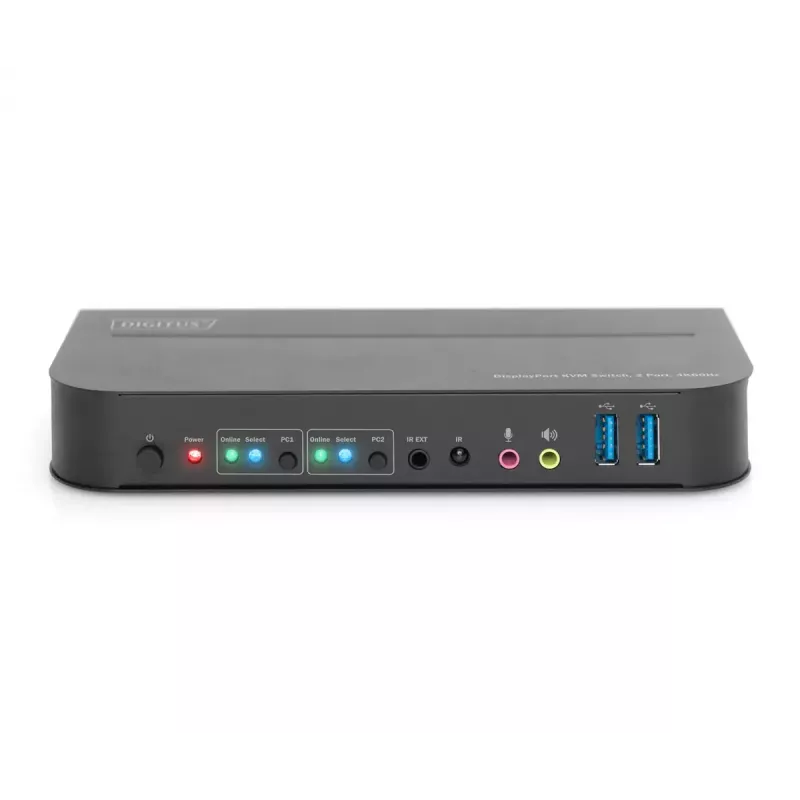 DIGITUS KVM jungiklis, 2x1 DP, DP/HDMI išėjimas, USB 4Kx2K@60Hz