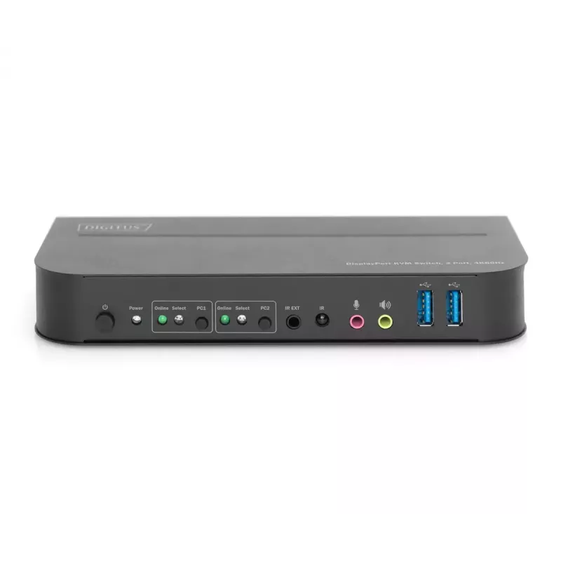 DIGITUS KVM jungiklis, 2x1 DP, DP/HDMI išėjimas, USB 4Kx2K@60Hz