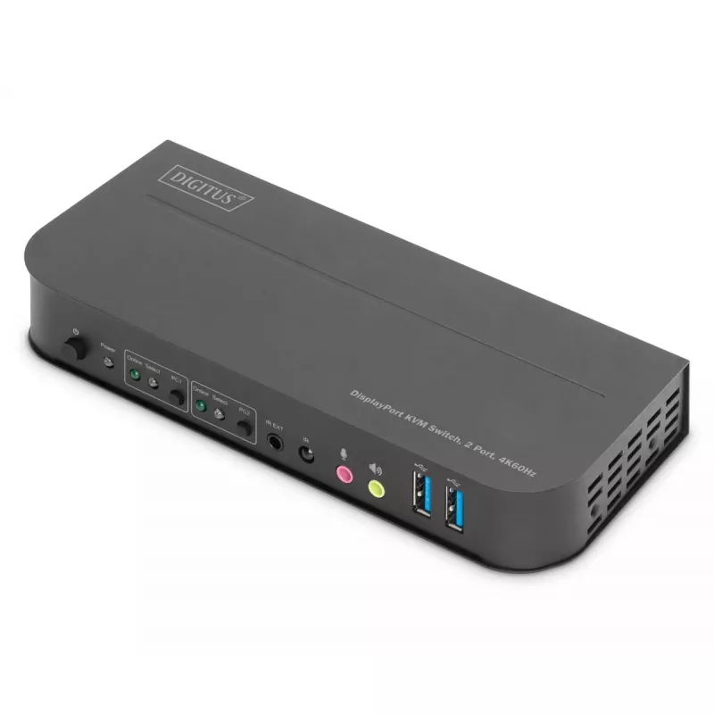 DIGITUS KVM jungiklis, 2x1 DP, DP/HDMI išėjimas, USB 4Kx2K@60Hz