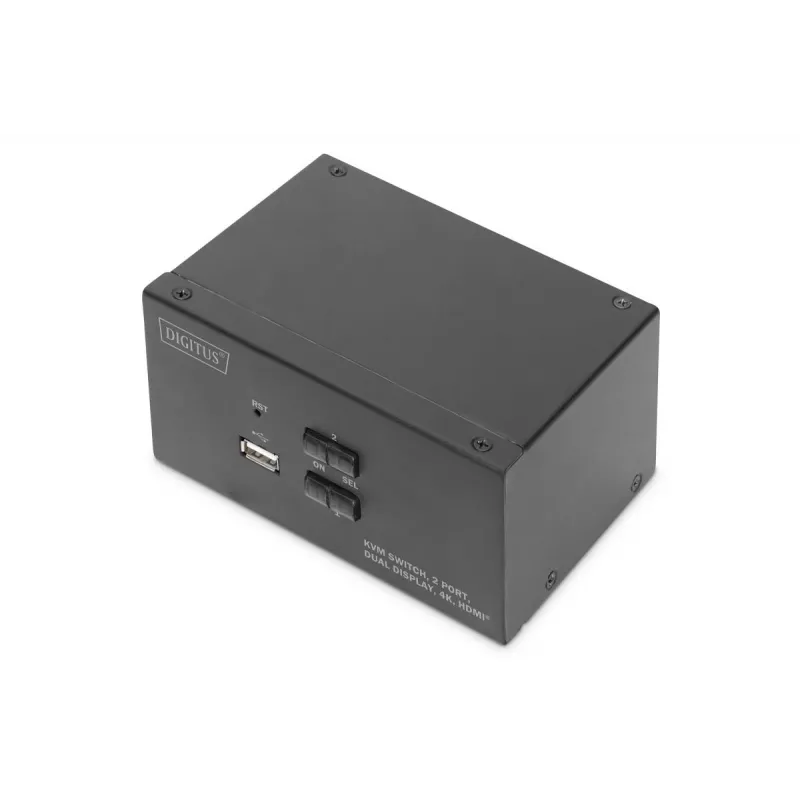 DIGITUS KVM Switch, 2 Port, Dual Display, 4K, HDMI