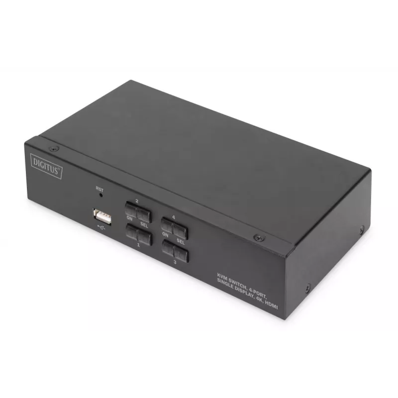 KVM jungiklis Digitus 4 prievadų vienas ekranas 4K HDMI