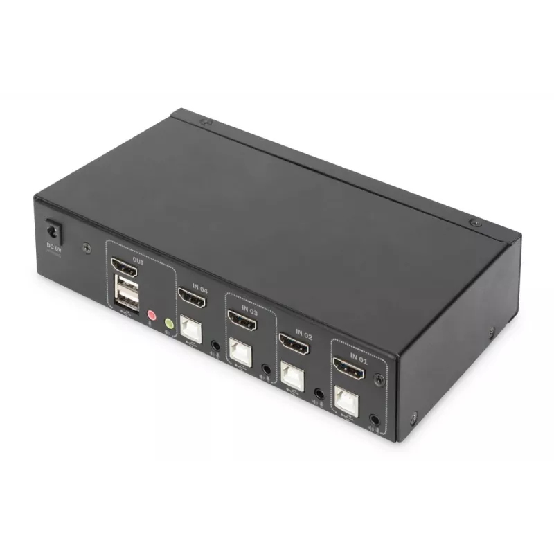 KVM jungiklis Digitus 4 prievadų vienas ekranas 4K HDMI