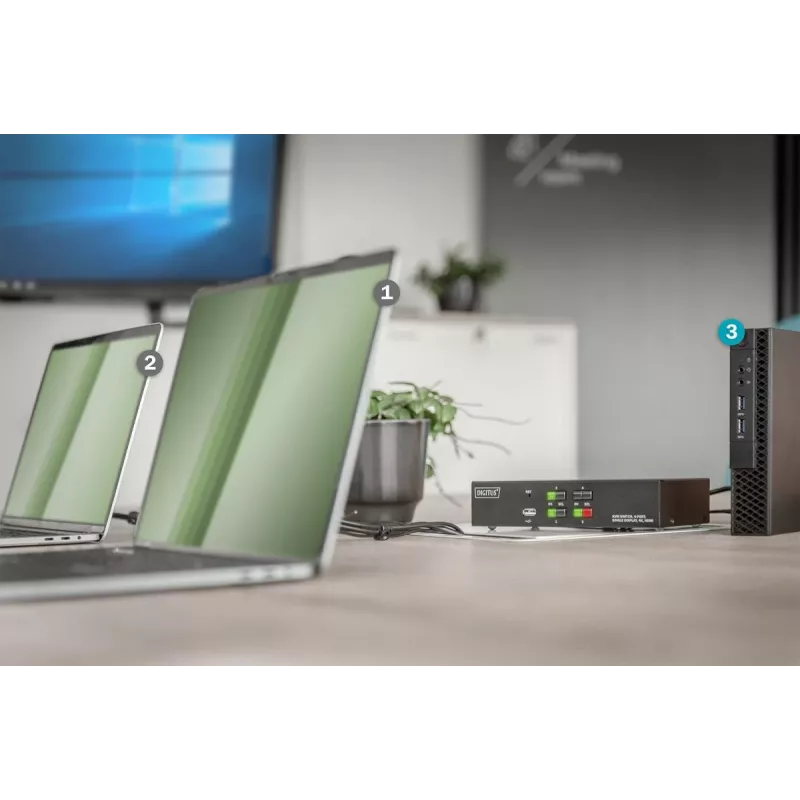 KVM jungiklis Digitus 4 prievadų vienas ekranas 4K HDMI