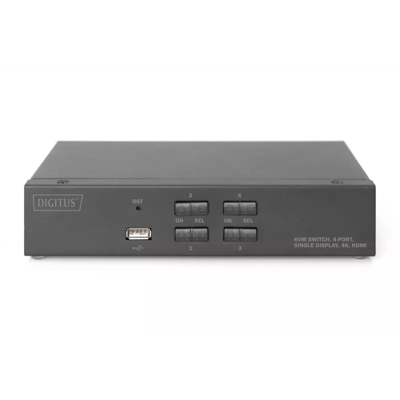 KVM jungiklis Digitus 4 prievadų vienas ekranas 4K HDMI