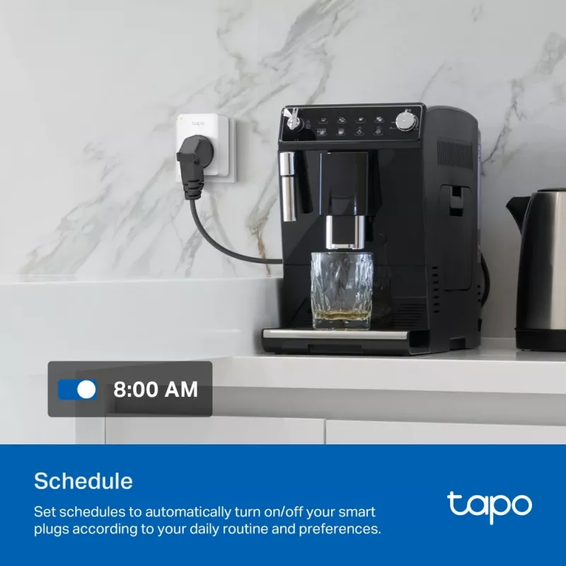 TP-Link Tapo Mini Smart Wi-Fi kištukas su energijos stebėjimu, vidaus, baltas, namams, biurui, būsena, Android, iOS, belaidis