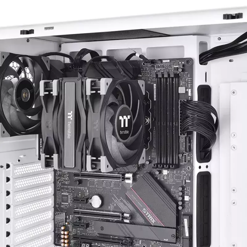 Procesoriaus aušintuvas THERMALTAKE Toughair 510, du 120 mm ventiliatoriai, 4 šilumos vamzdeliai, 159,5×98,8×123,6 mm, juodas