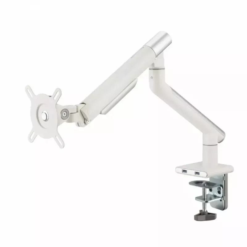 Stalinis monitoriaus laikiklis ART RAMM L-19GD, skirtas 17–32 colių monitoriams, dujinis, 2–9 kg, 2x USB 3.0, baltas, spaustuvas