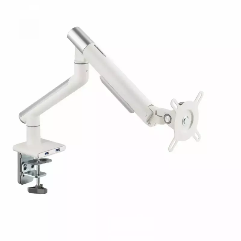 Stalinis monitoriaus laikiklis ART RAMM L-19GD, skirtas 17–32 colių monitoriams, dujinis, 2–9 kg, 2x USB 3.0, baltas, spaustuvas