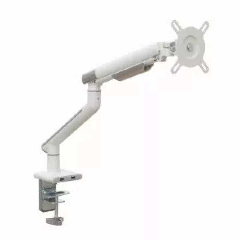 Stalinis monitoriaus laikiklis ART RAMM L-19GD, skirtas 17–32 colių monitoriams, dujinis, 2–9 kg, 2x USB 3.0, baltas, spaustuvas