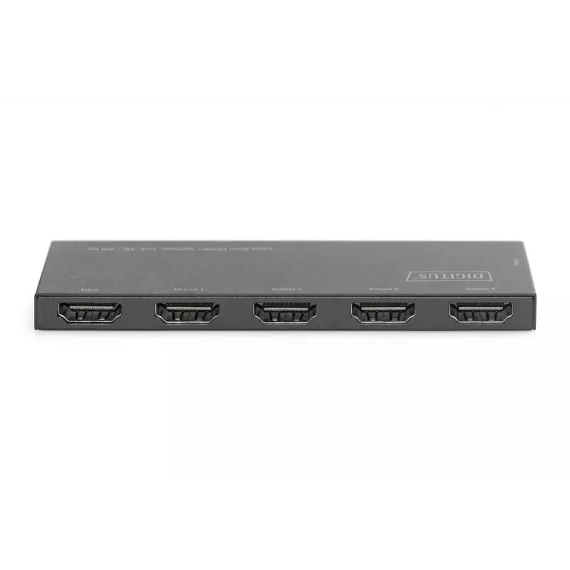 DIGITUS Ultra plonas HDMI skirstytuvas, 1x4, 4K/60Hz HDR, HDCP 2.2, 18 Gbps, maitinamas per Micro USB