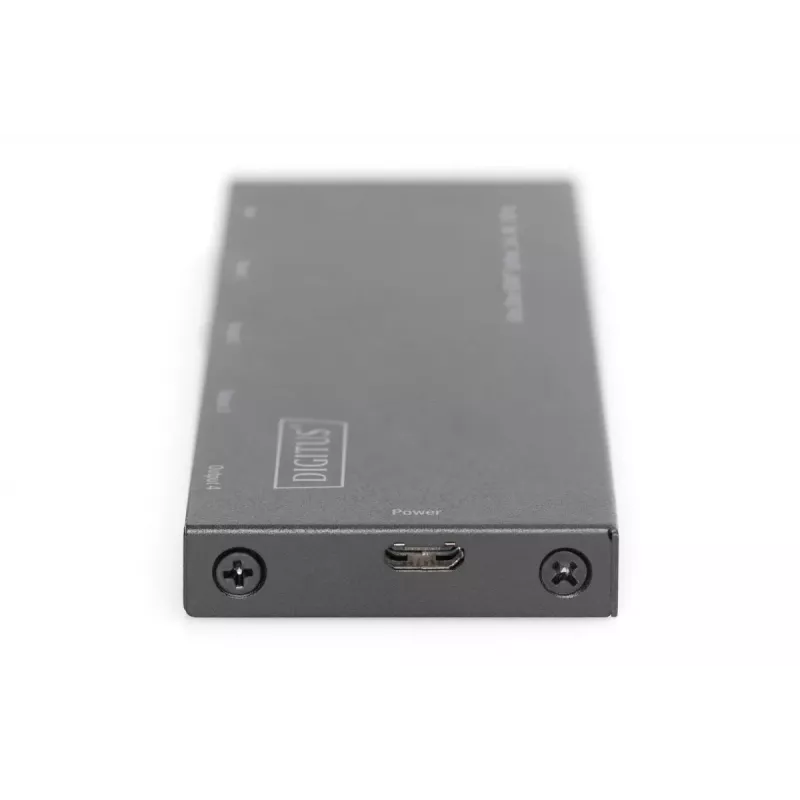 DIGITUS Ultra plonas HDMI skirstytuvas, 1x4, 4K/60Hz HDR, HDCP 2.2, 18 Gbps, maitinamas per Micro USB