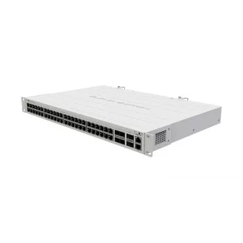 Valdomas L2 Gigabit Ethernet komutatorius MikroTik CRS354-48G-4S+2Q+RM — 48x Gigabit RJ-45, 4x SFP+, 2x QSFP+, 10G, montuojamas į stovą