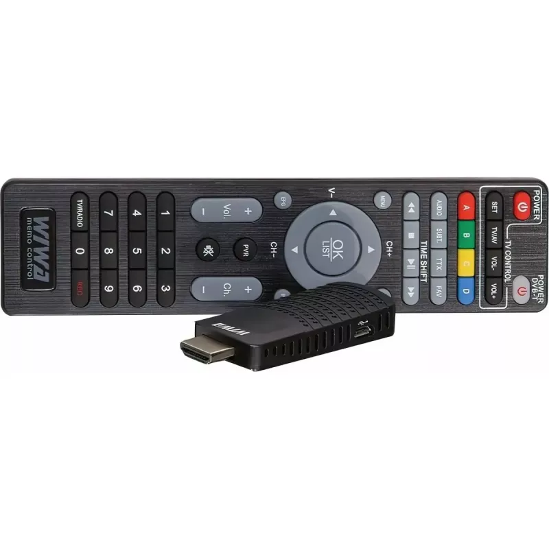 DVB-T/DVB-T2 imtuvas WIWA H.265 MINI — H.265 HD skaitmeninis antžeminis tiuneris, Full HD, HDMI, USB, 5V/1.5A
