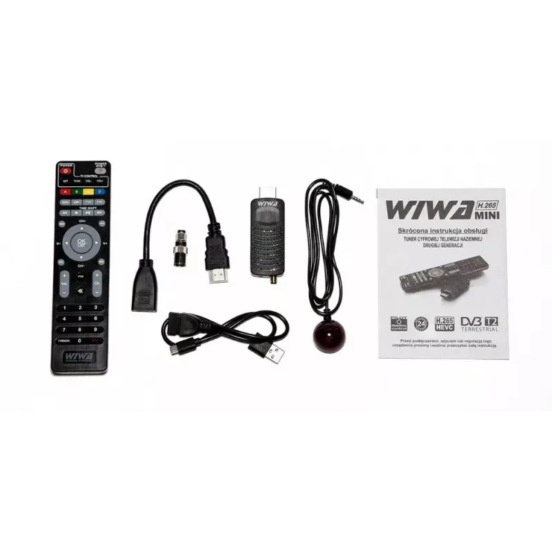 DVB-T/DVB-T2 imtuvas WIWA H.265 MINI — H.265 HD skaitmeninis antžeminis tiuneris, Full HD, HDMI, USB, 5V/1.5A