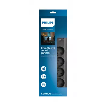 Pertempimo apsaugos įrenginys Philips SPN7040BA/60 6 kintamosios srovės lizdai 600 J 2 m juoda