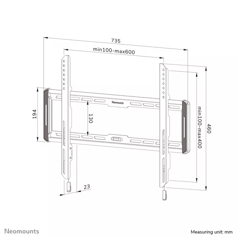 TV sieninis laikiklis Neomounts WL30-550BL16, maks. 60 kg, 42-86 col., VESA 100x100-600x400