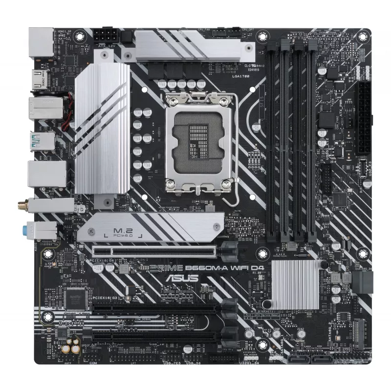 Motininė plokštė ASUS PRIME B660M-A WIFI D4 — Intel B660, LGA 1700, micro ATX, DDR4, 4 DIMM, Wi‑Fi 6, 2x M.2