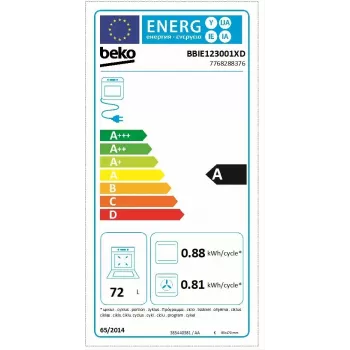 Įmontuojama elektrinė orkaitė BEKO BBIE123001XD, 72 L, nerūdijantis plienas, jutiklinis valdymas, garų valymas, grilis, ištraukiami bėgeliai