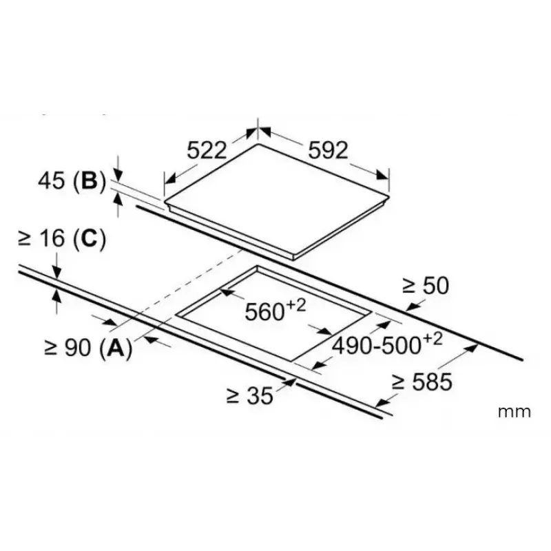 Bosch Serie 6 PKE611FP2E kaitlentė Juoda Įmontuojama 60 cm Keraminė kaitlentė 4 zona(-os)